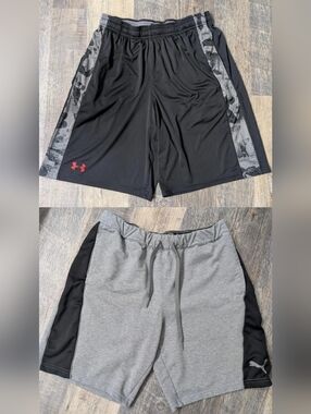 Bundle Of 2 Mens Size Medium Workout Shorts Under Armour And Puma